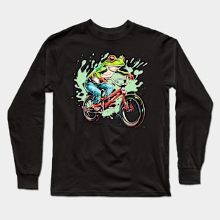 Funny Frog On A Bike Long Sleeve T-Shirt